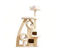 Indoor Cat Condo, Multi Level Cat Tree Castle with Sisal Column and Multiple Condos, Wooden Modern Cat Furniture for Indoor Cats