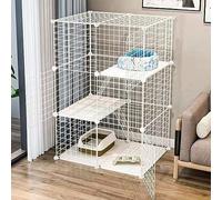 Indoor Cat Crate Furniture, Multi-layer Metal Wire Netting Villa for Small Animals Including Guinea Pig, Ferret, Chinchilla, Hedgehog - Large Space Design