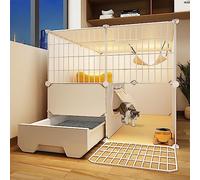 Indoor Cat Crate with Detachable Litter Box, 2-Tier Design for Exercise Space, Ideal for 1-2 Cats