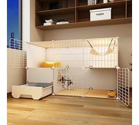 Indoor Cat Crate with Detachable Litter Box, 2-Tier Design, Ideal Exercise Space for 1-2 Cats