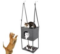 Indoor Cat Door Hammock 16 x 13 Inches Foldable Breathable Pet Perch Adjustable Seasonal Bed Removable for Door and Raised Beds