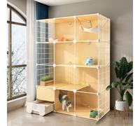 Indoor Cat Enclosure, Cat Kennel Cat Playpen For Indoor Cats, Pet Cage Diy Cat Enclosures Large Playpen Detachable Metal Wire Large Exercise Place Ideal for 1-2 Cats