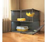 Indoor Cat Enclosure DIY Kit Detachable Metal Wire Kennel Playpen Large Pet Crate for Cats & Kittens Exercise Area (Size: 75x49x73cm No Wheels)