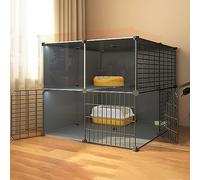 Indoor Cat Enclosure DIY Kitten HouseDetachable Metal Wire Kennels Pet Playpen for Cats Spacious Exercise Area (Size: 75x75x73cm No Wheels)