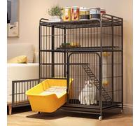 Indoor Cat Enclosure, Enclosed Playpen with Anti-collision Lock, Easy to Move Cat Cage with PVC Tray for Small Animals