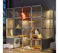 Indoor Cat Enclosure with Integrated Litter Box and Play Area, Transparent Design with Platforms, Multi-Cat Toilet System