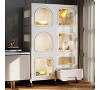 Indoor Cat Enclosure with Litter Box, 3-Tier DIY Cat Playpen with Wheels, Detachable Small Animal House for Home Use - Easy Assembly