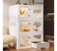 Indoor Cat Enclosure with Litter Box, Multi-Level Cat Condo for Exercise and Play, Easy Assembly Pet Cattery