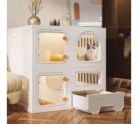 Indoor Cat Enclosure with Litter Box, Multi-Level Cat Condo for Exercise and Play, Easy Assembly Pet Cattery