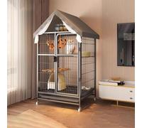 Indoor Cat Enclosure with Litter Box, Storage Space, Wheels, Tray, and Hammock for Cats, Ferrets, Chinchillas, Rabbits, and Small Animals