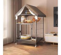 Indoor Cat Enclosure with Litter Box, Storage Space, Wheels, Tray, and Hammock for Cats, Ferrets, Chinchillas, Rabbits, and Small Animals