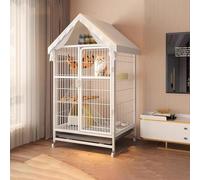 Indoor Cat Enclosure with Litter Box, Storage Space, Wheels, Tray, and Hammock for Cats, Ferrets, Chinchillas, Rabbits, and Small Animals