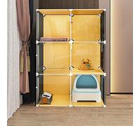 Indoor Cat Enclosure with Litter BoxLarge Detachable Metal Cat Playpen Exercise Area for 13 Cats Spacious 72x47x107cm Cat Kennel Safe & Secure Play Space