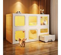 Indoor Cat Enclosure with Transparent Windows, Litter Box Drawer, and Secure Locks for a Safe and Spacious Cat Condo