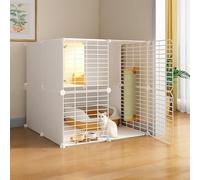 Indoor Cat Enclosures Playpen, DIY Assembled Detachable Metal Kennel Villa for Small Animals