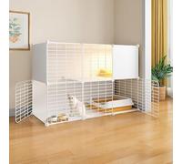 Indoor Cat Enclosures Playpen, DIY Assembled Detachable Metal Kennel Villa for Small Animals
