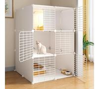 Indoor Cat Enclosures Playpen, DIY Assembled Detachable Metal Kennel Villa for Small Animals