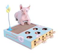 Indoor Cat Enrichment Toy Cat Scratcher with Mouse Catch Game and Funny Cat Stick, Multi Purpose Mat