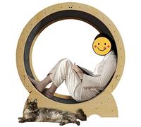 Indoor Cat Exercise Wheel, No Gap Anti-Pinch Cat Running Wheel,Wood Color Interactive Exercise Toys For Cats, With Safety Lock,Inner Diameter-90cm/35.4