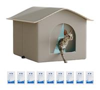 Indoor Cat House - Aluminum Foil Oxford Sponge 14.17In | Cooling Pet Bed with 9 Ice Packs, Double-Sided Nest Mat, Snug Hideaway, Hot Weather Comfort | Portable Cat Ice House Home Travel Use