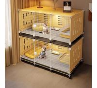Indoor Cat House for 2 Cats for Small Space Rabbit Playpen Indoor with Top for Storage, Stackable Cat Cages Indoor Move Easily with Movable Trays Easy to Clean(135 * 45 * 112CM)