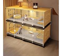 Indoor Cat House for 2 Cats for Small Space Rabbit Playpen Indoor with Top for Storage, Stackable Cat Cages Indoor Move Easily with Movable Trays Easy to Clean(140 * 45 * 112CM)