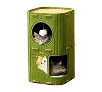 Indoor Cat House for Indoor Use | Two-Layer Foldable Cave - Cat Nest with Plush Ball, for Apartment Kittens - as a Rest and Play Home and Retreat, Suitable for Indoor Use