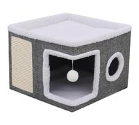 Indoor Cat House - plush material comfy condo, covered cat nest | compact warm cozy cat bed with soft cushion, semi-closed cave for kittens, small cats, pets, perfect sleeping spot for home, living ro