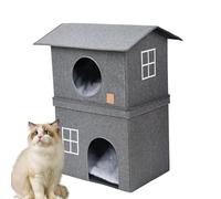 Indoor Cat House - Removable and Foldable Cat Shelter with 2 Levels, Semi- Cat House - for Kitten Relaxation All Seasons, Private and Secure Space for Small Animals