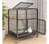 Indoor Cat Kennel - Metal Wire Pet Enclosure with Universal Wheels, Stylish Villa Design for Kittens, Perfect Indoor Cat Furniture, Safe & Comfortable Home