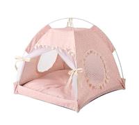 Indoor Cat Kennel - Soft Fabric Shelter Cabin, Lightweight Portable Kennel, Relaxing Corner with Charming Flower Print with Padding Support Base | For Travel Alt