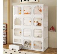 Indoor Cat Kennel with Litter Box, Collapsible Pet Playpen for Large Exercise Space, DIY Crate House Suitable for 1-3 Cats