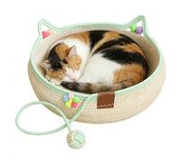 Indoor Cat Nest Kitten Retreat Woven Basket with Toy Ball