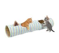 Indoor Cat Play Set | Large Foldable House Toy | Colorful Stripe Cat Play Toy - for Birthday Christmas Kitten Pet Party and Small Animals