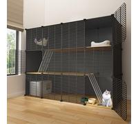 Indoor Cat Playpen Enclosures Cage,DIY for Cats Rabbits Small Animals Multiple Sizes Black (Material: Resin,Iron)(57.9x15.4x43.7in/147x39x111cm)