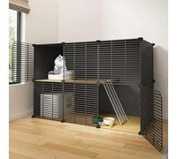 Indoor Cat Playpen Enclosures Cage,DIY for Cats Rabbits Small Animals Multiple Sizes Black (Material: Resin,Iron)(43.7x15.4x28.7in/111x39x73cm)