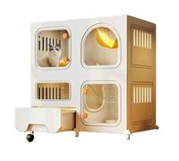 Indoor Cat Playpen Enclosures Cage,DIY Metal Wire With Wheels 2/3 Tier (Material: Iron mesh and resin material)(White,28x18x29.5"/71x46x75cm)