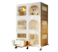 Indoor Cat Playpen Enclosures Cage,DIY Metal Wire With Wheels 2/3 Tier (Material: Iron mesh and resin material)(White,28x18x43"/71x46x110cm)