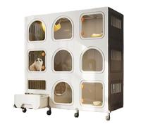 Indoor Cat Playpen Enclosures Cage,DIY Metal Wire With Wheels 2/3 Tier (Material: Iron mesh and resin material)(Grey,41x18x43.3"/105x46x110cm)