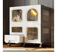 Indoor Cat Playpen Enclosures Cage,DIY Metal Wire With Wheels 2/3 Tier (Material: Iron mesh and resin material)(Grey,28x18x29.5"/71x46x75cm)