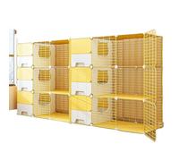 Indoor Cat Playpen Enclosures Cage With Litter Box Metal DIY Detachable Yellow Multiple Sizes Pack of 1 (Material: metal, ABS plastic)(210x45x105cm)