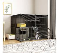 Indoor Cat Playpen KitDetachable Metal Enclosure for Kittens & Small Pets Secure Kennel with Door Black 95x73x73cmSafe Space for Cats & Small Animals