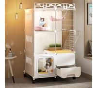 Indoor Cat Playpen, Large 3 Tier Cat Villa, Transparent DIY Cat Cage with Reasonable Partition