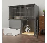Indoor Cat Playpen, Multi-Tier Cat Enclosure With Litter Box, Detachable Metal Kennel For Small Animals, Ideal Exercise Space For 1-3 Cats, Safe & Spacious,75x49x75cm