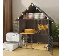 Indoor Cat Playpen with Litter Box and Storage, Multi-Level Enclosure for Safe Play and Relaxation