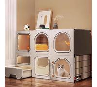 Indoor Cat Playpen with Top Cover and Pull-out Litter Box, Secure Enclosure for Home or Balcony Use