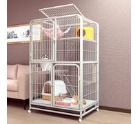 Indoor Cat Playpen with Top Cover and Wheels, Portable Cat Cage with Pull-out Tray for Small Animals like Ferrets, Chinchillas, and Rabbits