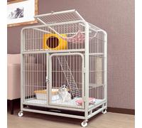 Indoor Cat Playpen with Top Cover and Wheels, Portable Pet Enclosure with Pull-out Tray for Small Animals like Ferrets, Chinchillas, and Rabbits