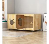 Indoor Cat Playpen with Wheels, Heavy-Duty Wood, Portable Cat Crate, Strong Load-Bearing Capacity, 120 x 60 x 60 cm for Safe Play and Relaxation