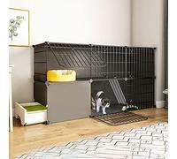 Indoor Cat PlaypenDetachable Metal Kitten Enclosure with Door for Small AnimalsBlack 139x37x73cmSafe & Spacious DIY Cat Kennel